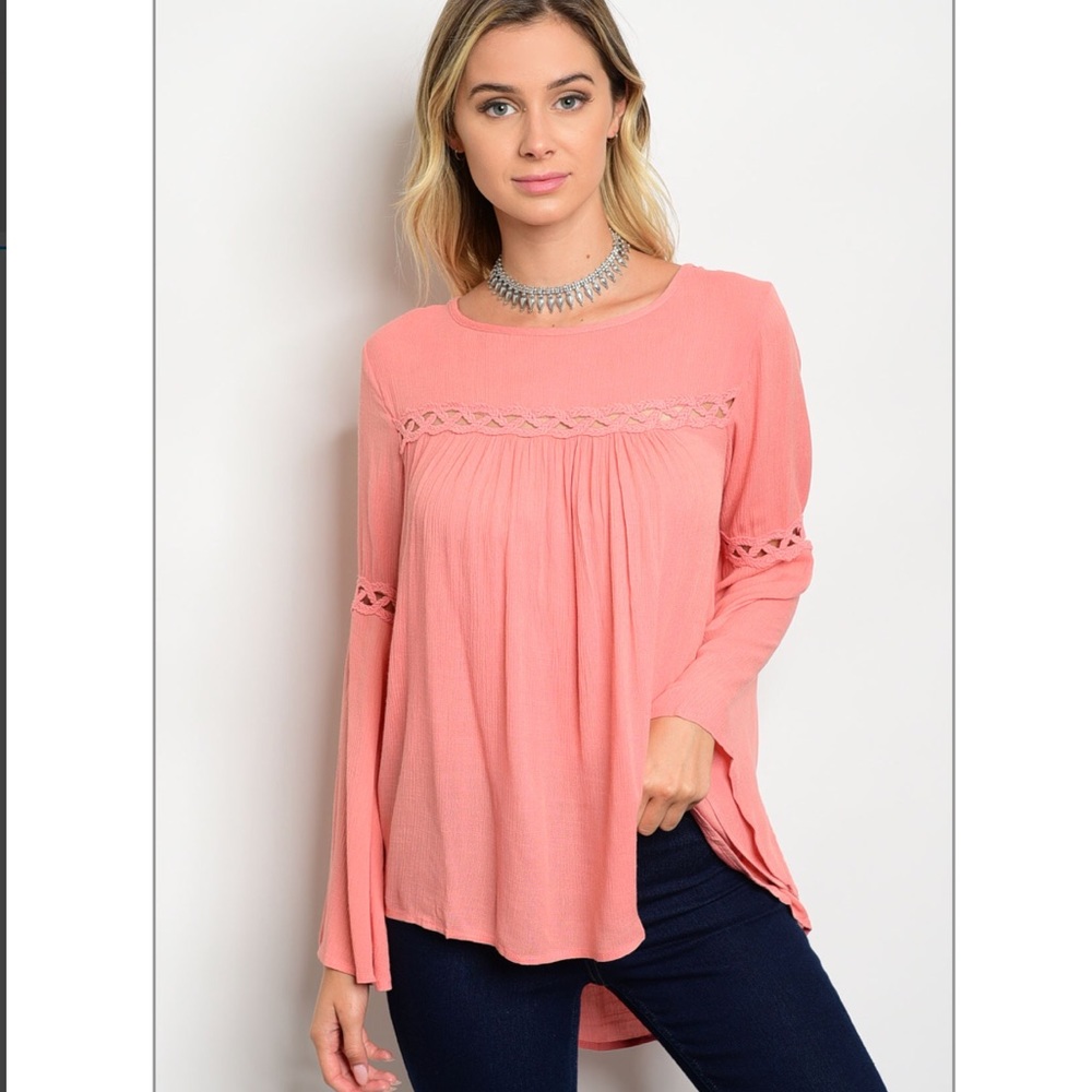 Peach Bell Sleeve Top